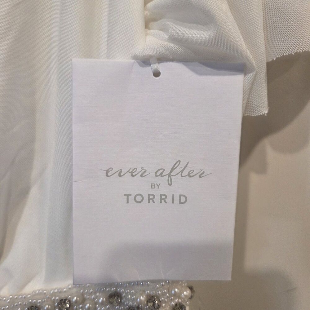 Torrid Ever After Bridal Maxi Mesh Empire Waist Gown, Cloud Dancer White, NWT 10 - Picture 6 of 11